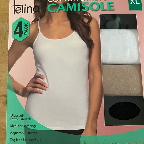 Felina Tops - Felina Cotton Stretch Camisoles, 4 pack, size XL, 2 black, 1 white, 1 tan.